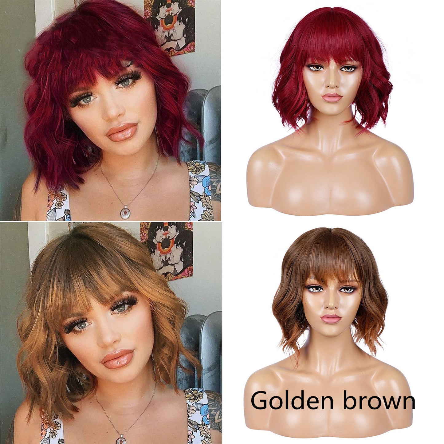 Wig African Lady Short Curly Hair Wig Set