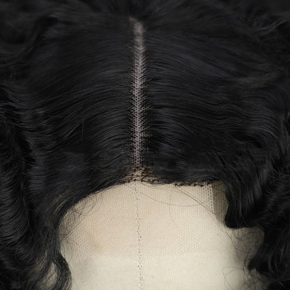 Black Short Curly Front Lace Afro Wig Head Cover